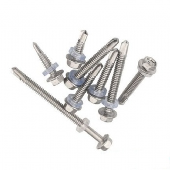 Hexagon flange drilling screw with tapping screw thread