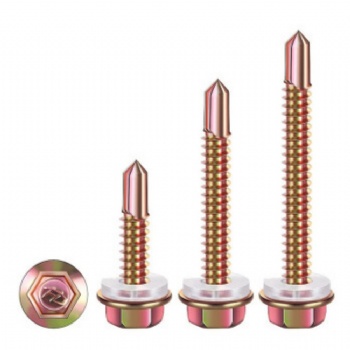 Hexagon flange drilling screw with tapping screw thread